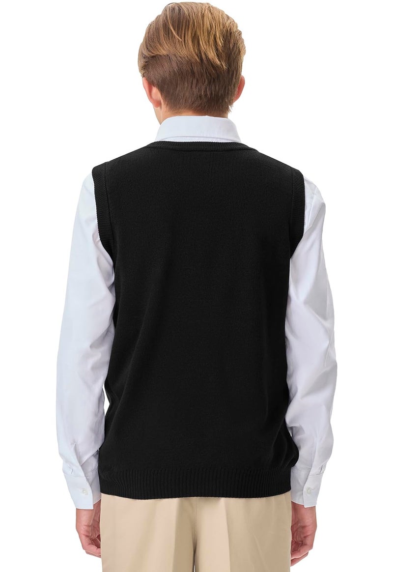 Classroom School Uniforms Men's Adult Unisex V-Neck Sweater Vest, Black, Large - Image 3